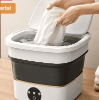 Lavadora Portátil Dobrável 6,5L Elétrica Compacta com Cesto Centrífuga 36W